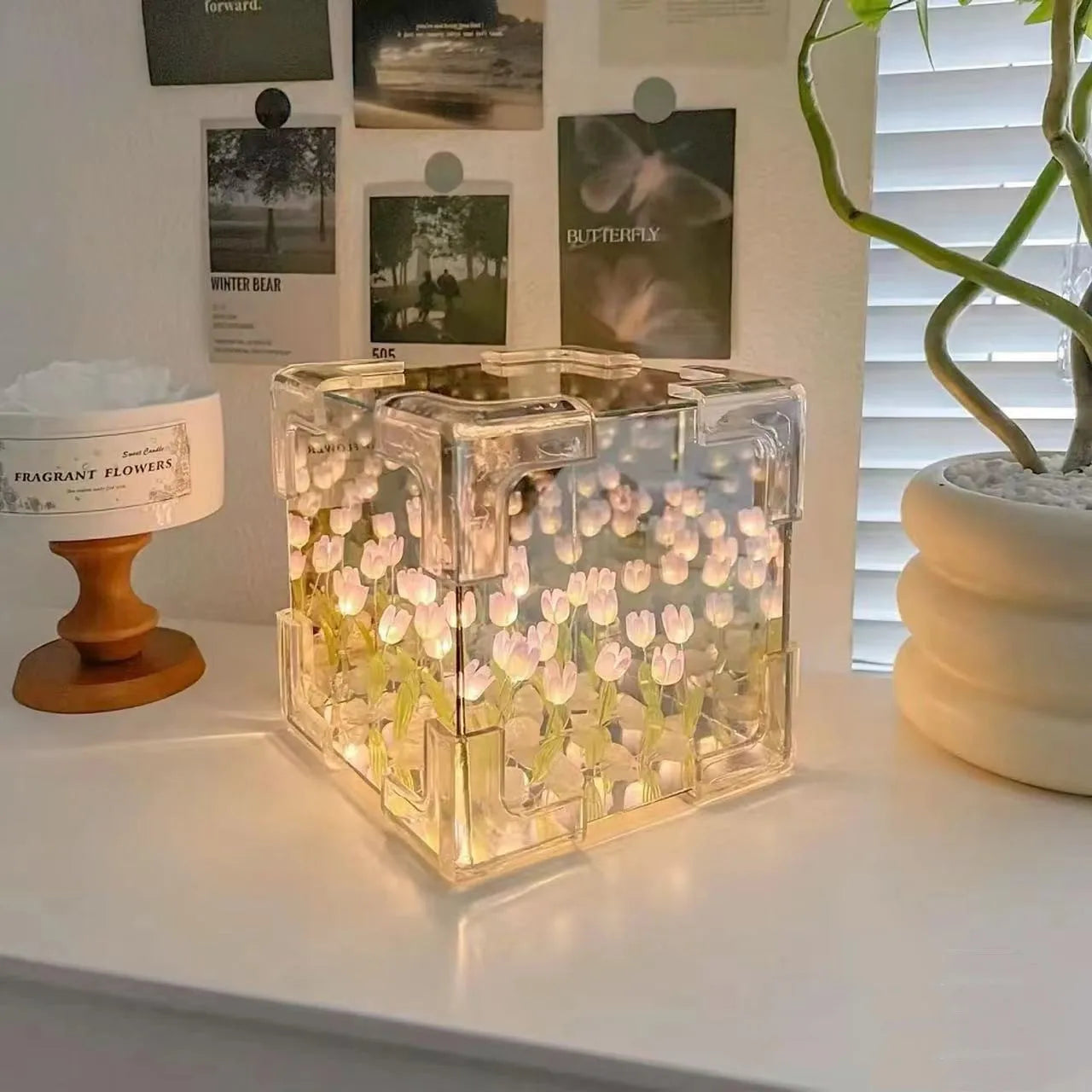 Luz de tulipa cubo